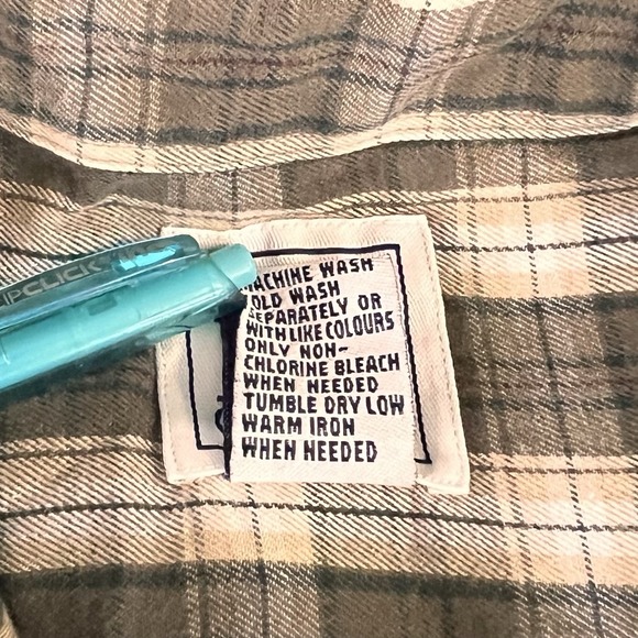 Field Gear Plaid Button Flannel Shirt Men's L 100% Cotton Hong Kong Vintage FG - Picture 7 of 7